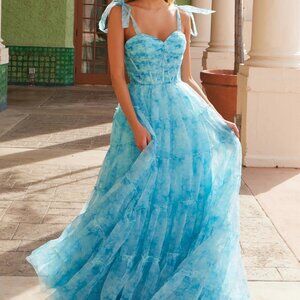 Ocean blue or Fuchsia pink formal dress.Prom party gala mother of the bride gown